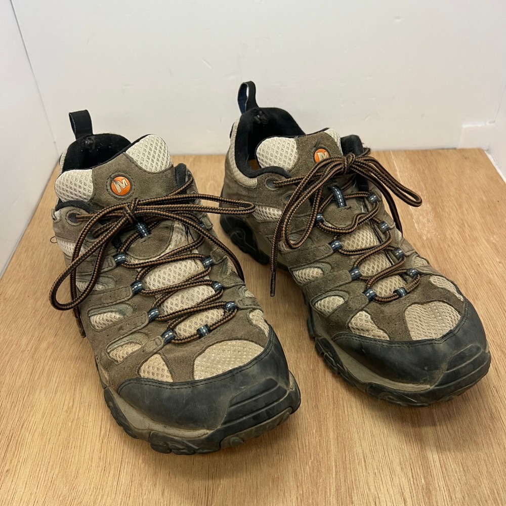Merrell Moab Ventilator Men 11 Brown Suede Mesh Vibram Hiking Trail Shoes Low
